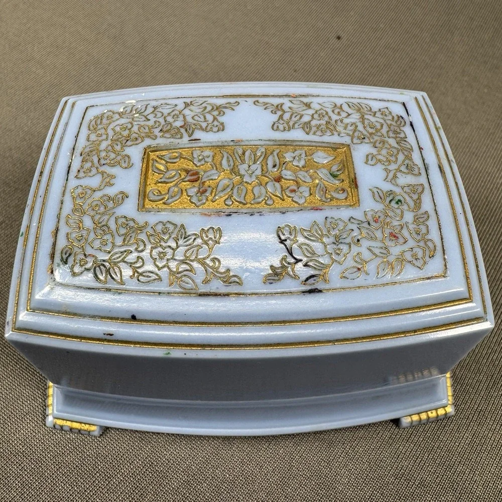 vintage blue celluloid wedding Ring Presentation Box